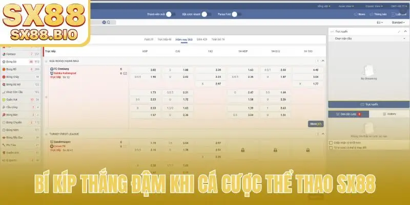 Bí kíp thắng đậm khi cá cược thể thao SX88