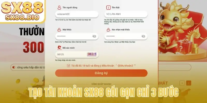 Tạo tài khoản SX88 gói gọn chỉ 3 bước