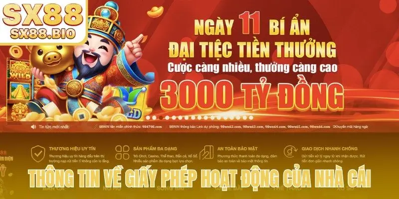 Thông tin về giấy phép hoạt động của nhà cái